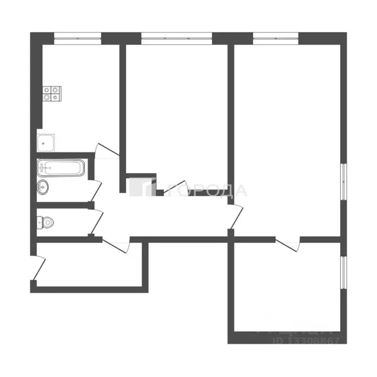3-к кв. Кемеровская область, Новокузнецк ул. Тольятти, 53 (57.2 м) - Фото 2