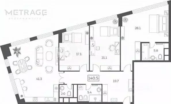 4-к кв. Москва Мытная ул., 40к1 (140.5 м) - Фото 1