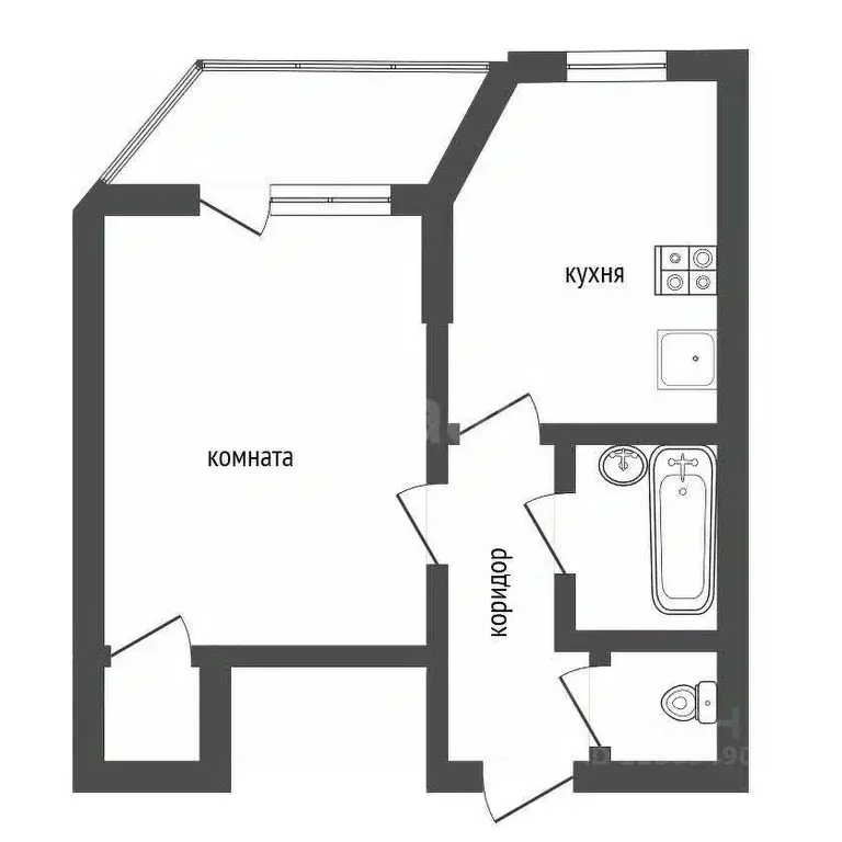 1-к кв. Воронежская область, Воронеж ул. Артамонова, 4Д (32.1 м) - Фото 1