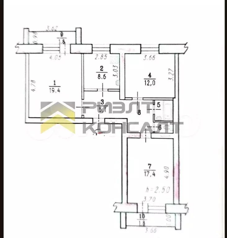 3-к. квартира, 71 м, 1/5 эт. - Фото 0