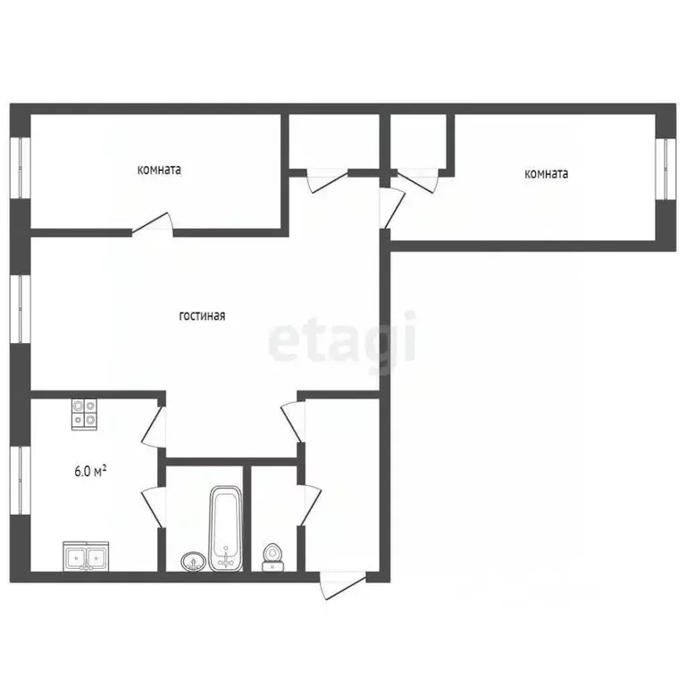 3-к кв. Тюменская область, Тюмень ул. Республики, 146 (55.7 м) - Фото 2