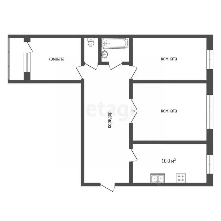 3-к кв. Владимирская область, Муром ул. Чкалова, 29 (62.6 м) - Фото 1