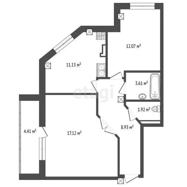 2-комнатная квартира: Тюмень, улица Станислава Карнацевича, 5 (54 м) - Фото 1