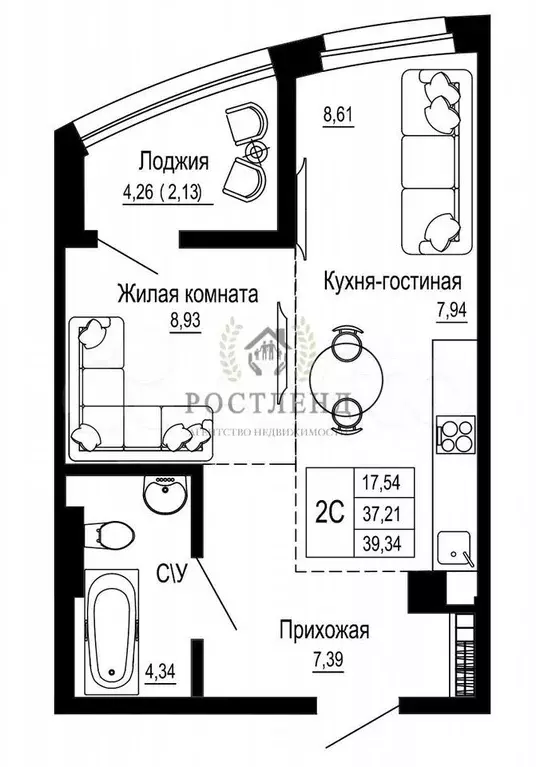 2-к. квартира, 40 м, 8/26 эт. - Фото 0