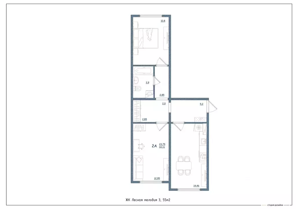 2-к кв. Тверская область, Тверь ул. Левитана, 93А (55.0 м) - Фото 2