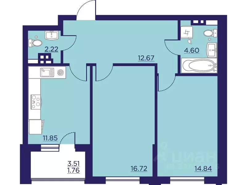 2-к кв. Воронежская область, Воронеж Учхоз кв-л, Городские сады жилой ... - Фото 1