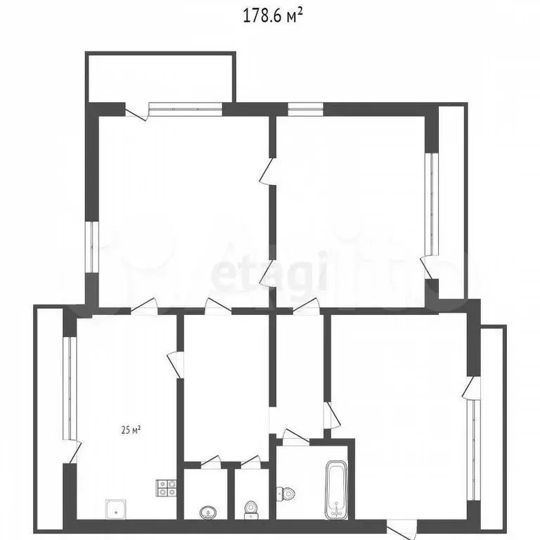 3-к. квартира, 178,6 м, 5/6 эт. - Фото 1