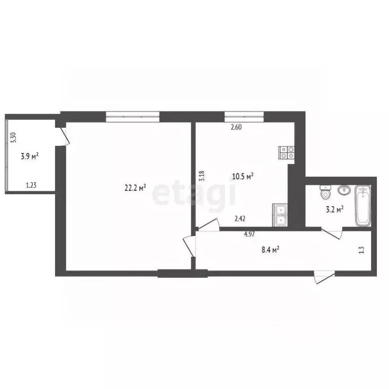 1-к кв. Башкортостан, Стерлитамак просп. Октября, 85 (44.3 м) - Фото 2