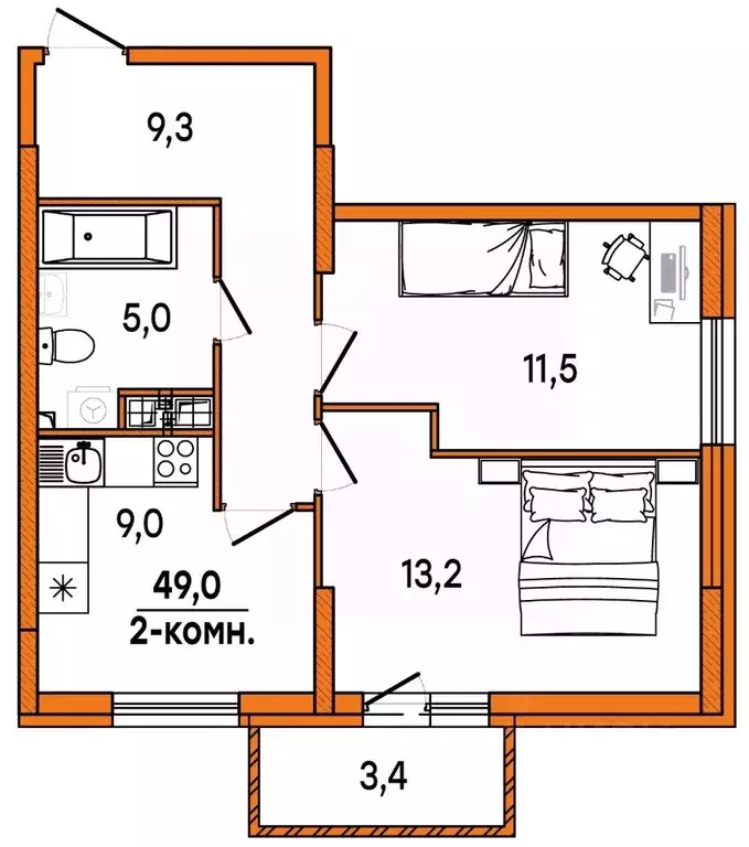 2-к кв. Ульяновская область, Ульяновск Киндяковка мкр, Заря жилой ... - Фото 1