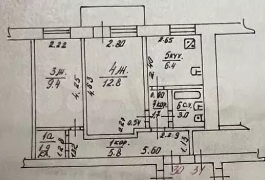 2-к. квартира, 41 м, 4/4 эт. - Фото 0