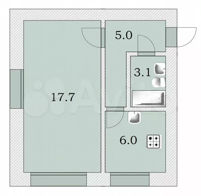 1-к. квартира, 32 м, 3/5 эт. - Фото 0