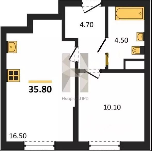 1-к кв. Крым, Симферополь ул. Мраморная, 46А (35.8 м) - Фото 1