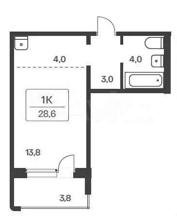 Квартира-студия, 28,6 м, 3/17 эт. - Фото 0