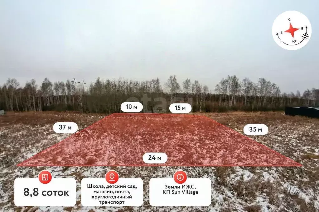 Участок в Тюменская область, Тюменский муниципальный округ, д. Якуши ... - Фото 1