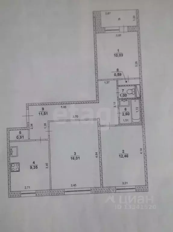 3-к кв. Ульяновская область, Ульяновск ул. Карбышева, 20 (66.1 м) - Фото 2