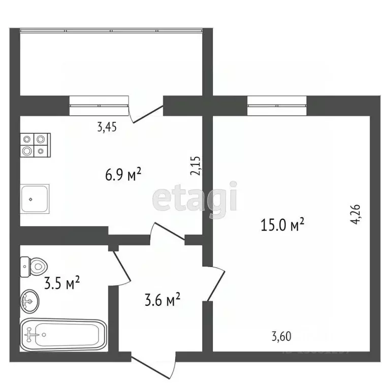 1-к кв. Коми, Усинск Воркутинская ул., 3 (35.1 м) - Фото 1