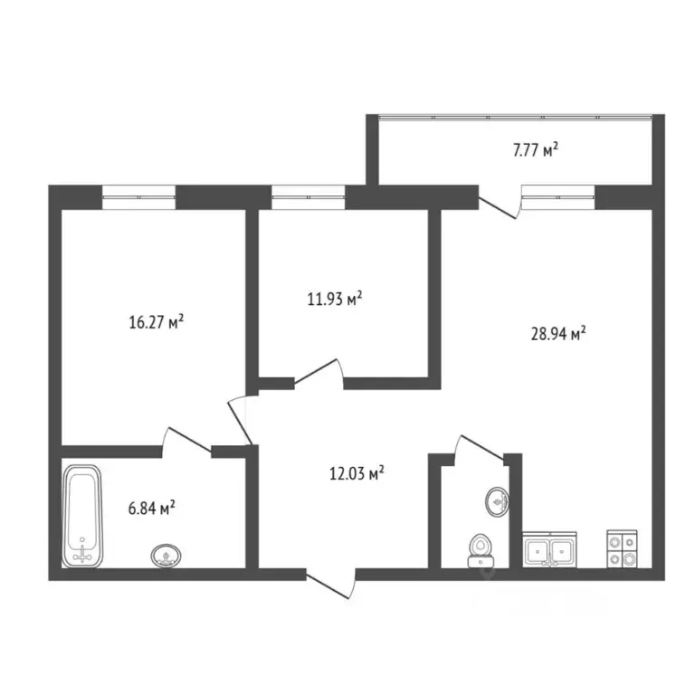 2-к кв. Тюменская область, Тюмень ул. Николая Федорова, 28 (80.0 м) - Фото 1