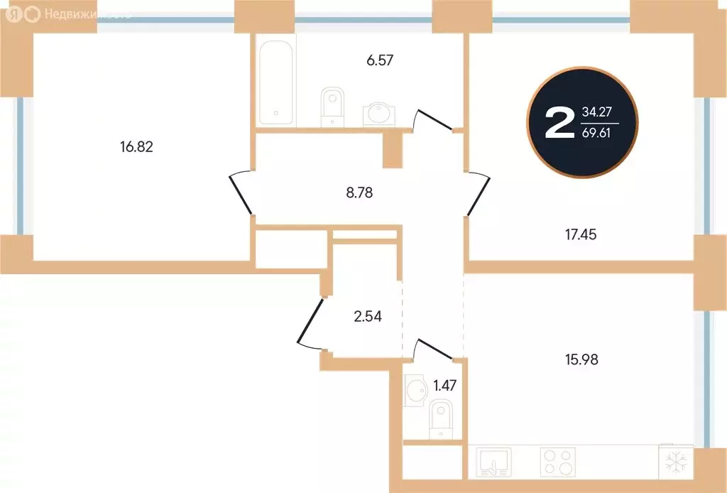 2-комнатная квартира: Уфа, улица Рихарда Зорге, 73/1 (69.6 м) - Фото 0