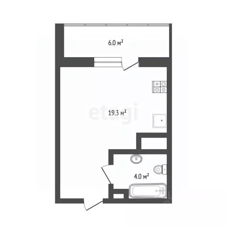 Студия Тюменская область, Тюмень ул. Парада Победы, 7 (22.9 м) - Фото 2
