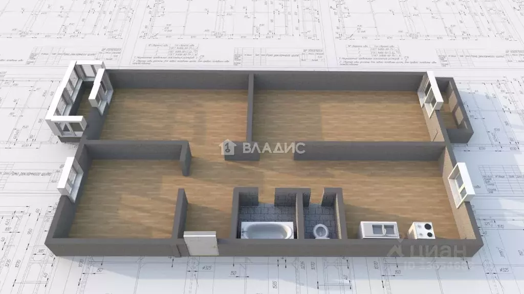 3-к кв. Иркутская область, Ангарск 92/93 кв-л, 21 (68.1 м) - Фото 2