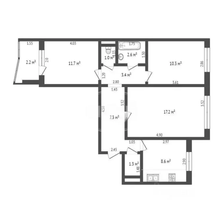 3-к кв. Калининградская область, Калининград ул. Лилии Иванихиной, 12 ... - Фото 2