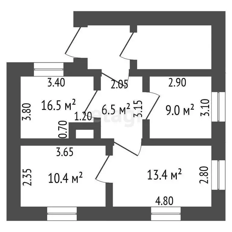 3-комнатная квартира: село Стрехнино, улица Стаханова, 13 (49.8 м) - Фото 0
