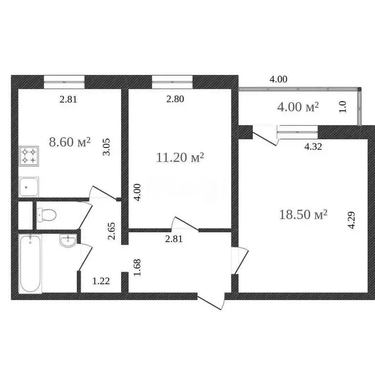 2-комнатная квартира: Абакан, улица Крылова, 106к3 (52.6 м) - Фото 0