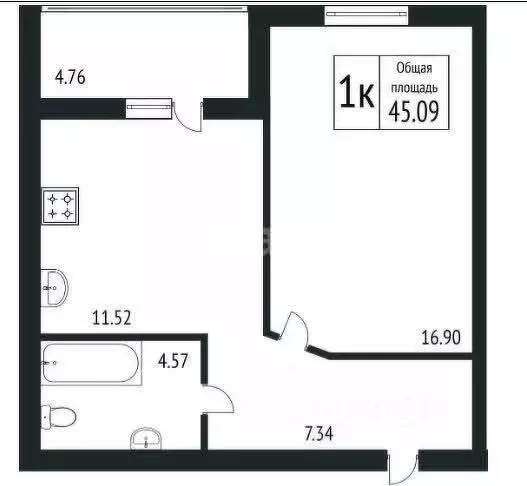 1-к кв. Курганская область, Курган ул. Климова, 129 (45.09 м) - Фото 1