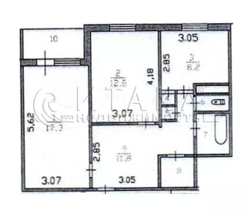 2-к. квартира, 56,6 м, 1/5 эт. - Фото 0