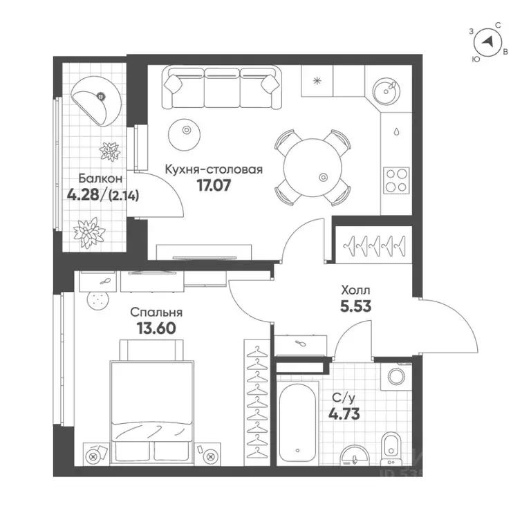 1-к кв. Свердловская область, Екатеринбург Солнечный жилрайон,  (43.1 ... - Фото 1