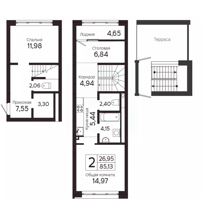 2-к кв. Томская область, Томск Комсомольский просп., 48Б (85.13 м) - Фото 1