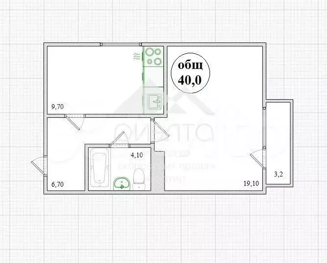 1-к. квартира, 40 м, 8/17 эт. - Фото 0