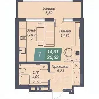 Студия Новосибирская область, Новосибирск Светлановская ул., 46/1 ... - Фото 1