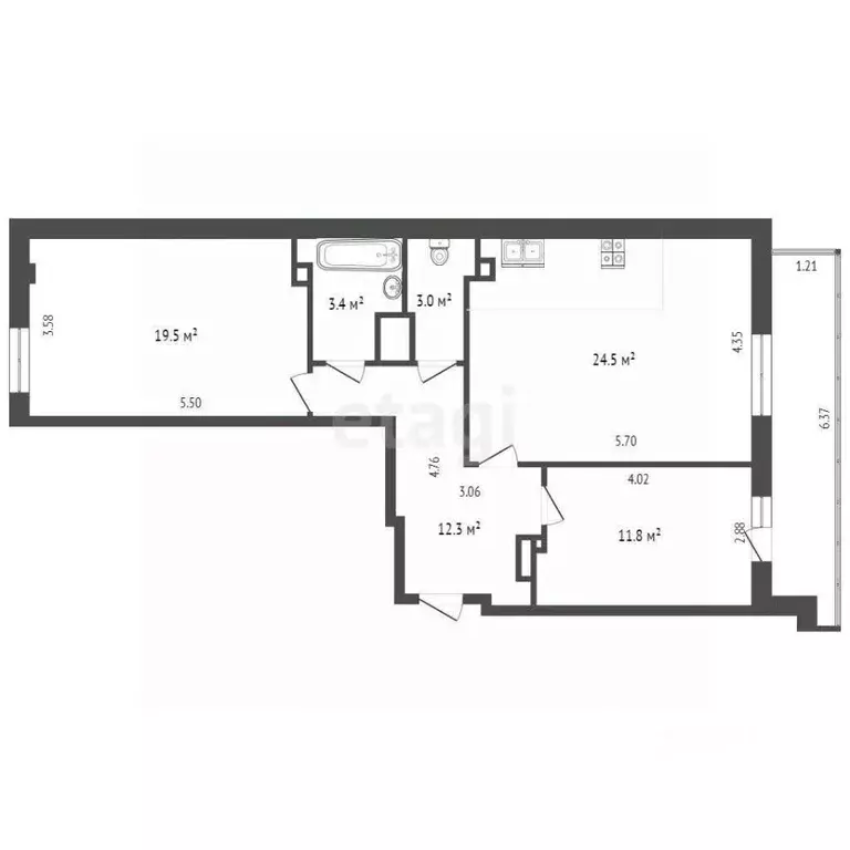 3-к кв. Омская область, Омск Звездная ул., 8к1 (75.0 м) - Фото 1