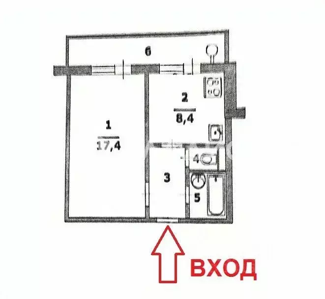 1-к кв. Белгородская область, Белгород ул. Есенина, 48 (33.8 м) - Фото 2