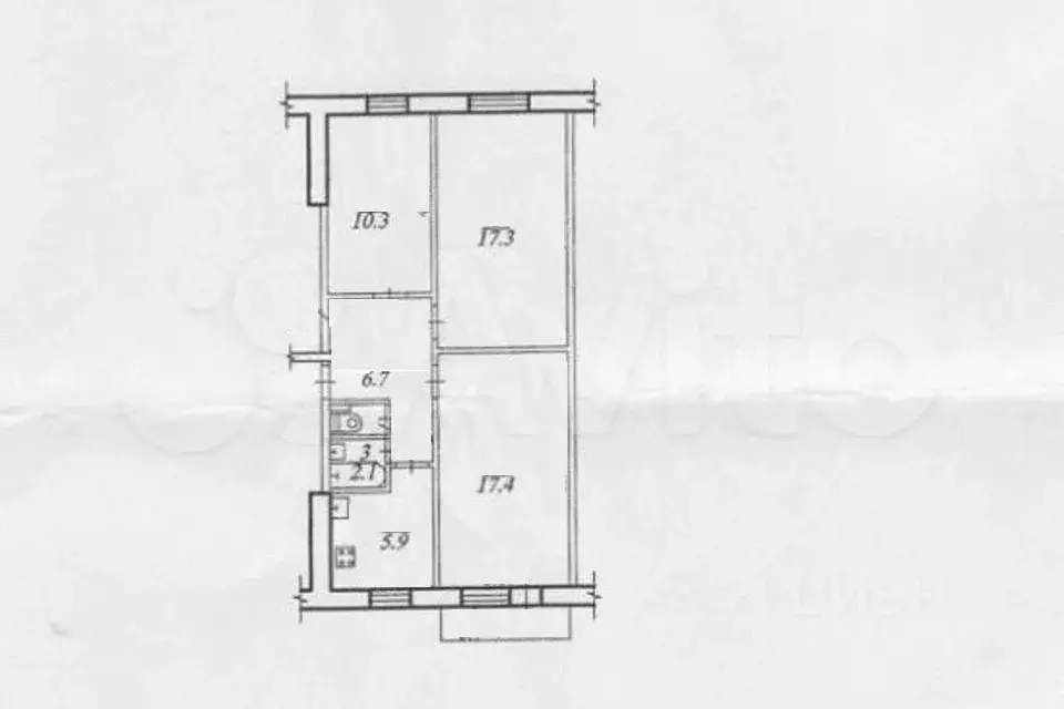 3-к. квартира, 63 м, 3/5 эт. - Фото 0