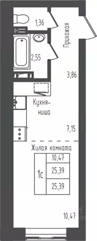 Студия Московская область, Дмитровский городской округ, д. Рыбаки ... - Фото 0