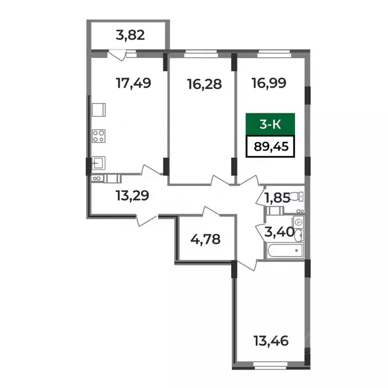 3-к кв. Владимирская область, Ковров Еловая ул., 11 (89.45 м) - Фото 0