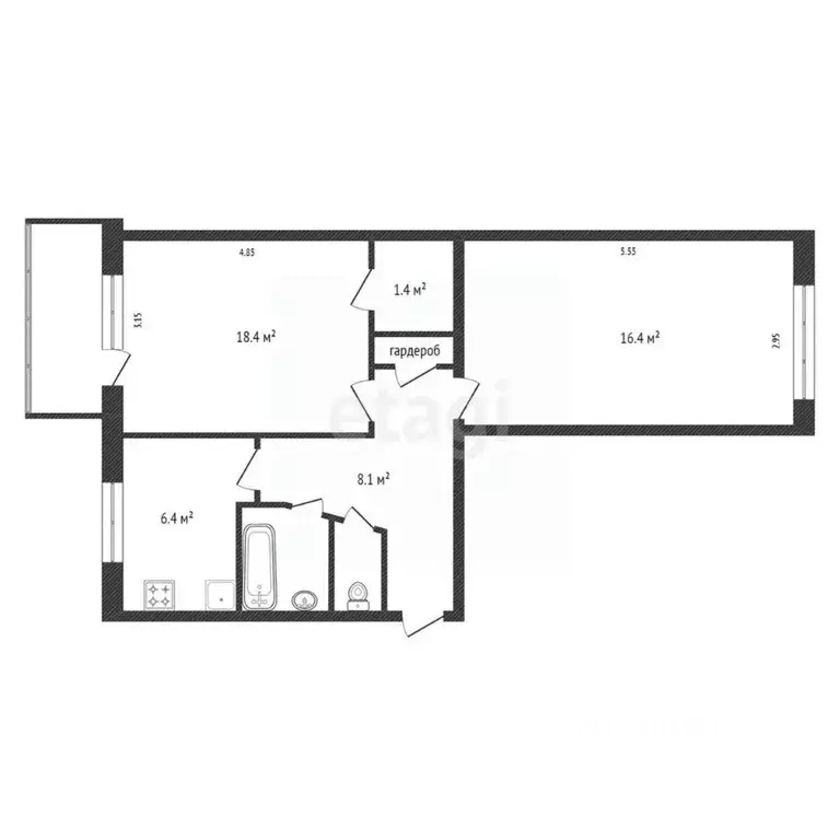 2-к кв. Красноярский край, Красноярск ул. Попова, 8А (47.6 м) - Фото 2