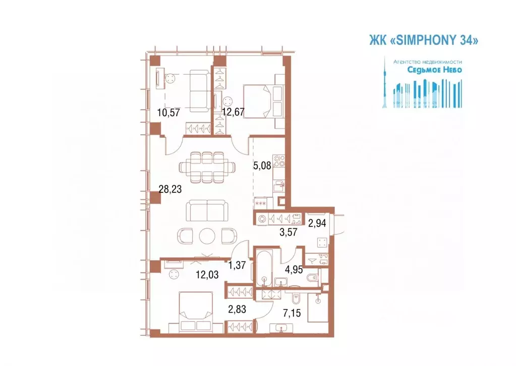 3-к кв. Москва 2-я Хуторская ул., 34 (91.83 м) - Фото 1