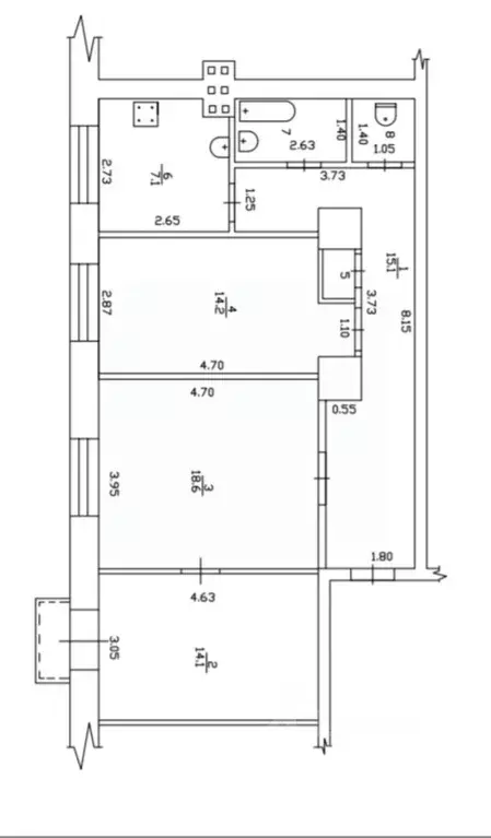 3-к кв. Тамбовская область, Тамбов Советская ул., 161 (74.9 м) - Фото 2