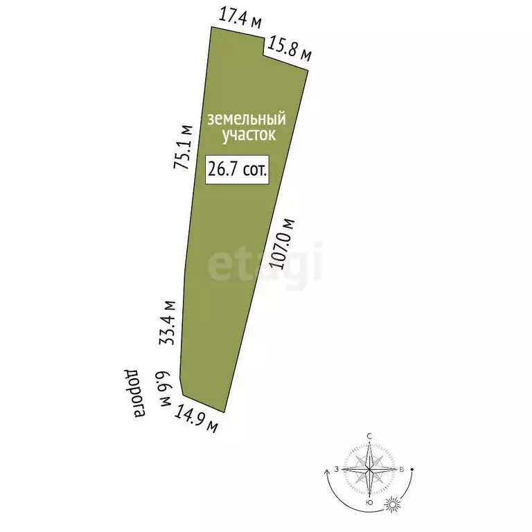 Участок в Кичуй, Центральная улица (26 м) - Фото 1