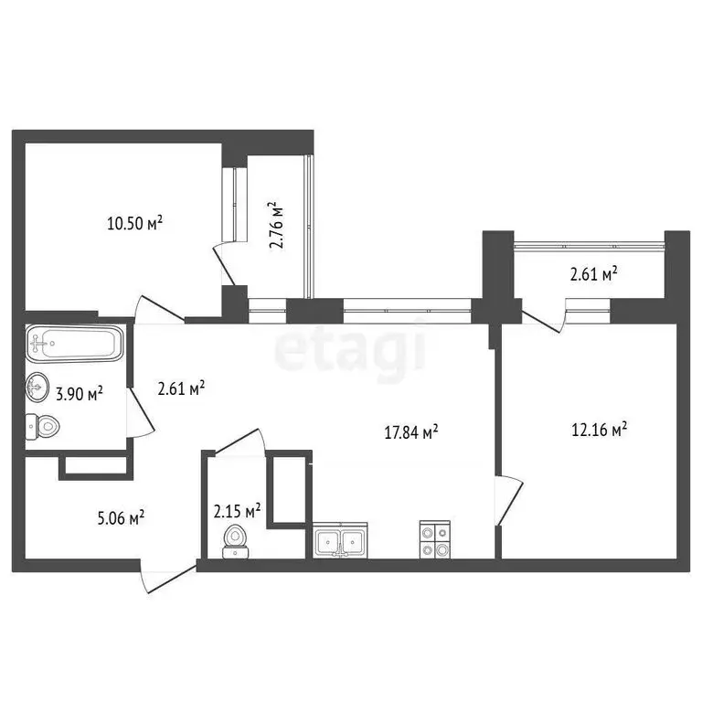 2-комнатная квартира: Тюмень, улица Пожарных и Спасателей, 14 (56.91 ... - Фото 1