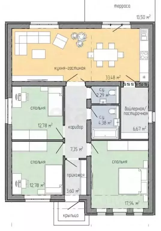 Дом в Тульская область, Тула городской округ, д. Ямны  (125 м) - Фото 1