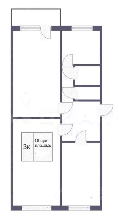 3-к кв. Кемеровская область, Кемерово Октябрьский просп., 41 (60.9 м) - Фото 1