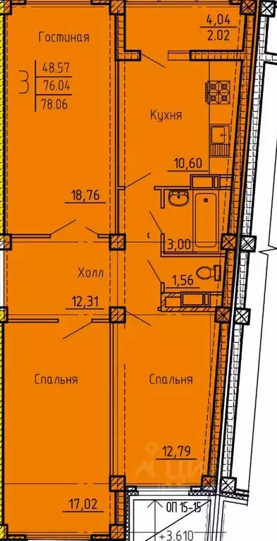 3-к кв. Пензенская область, Пенза ул. Генерала Глазунова, 6 (78.06 м) - Фото 0