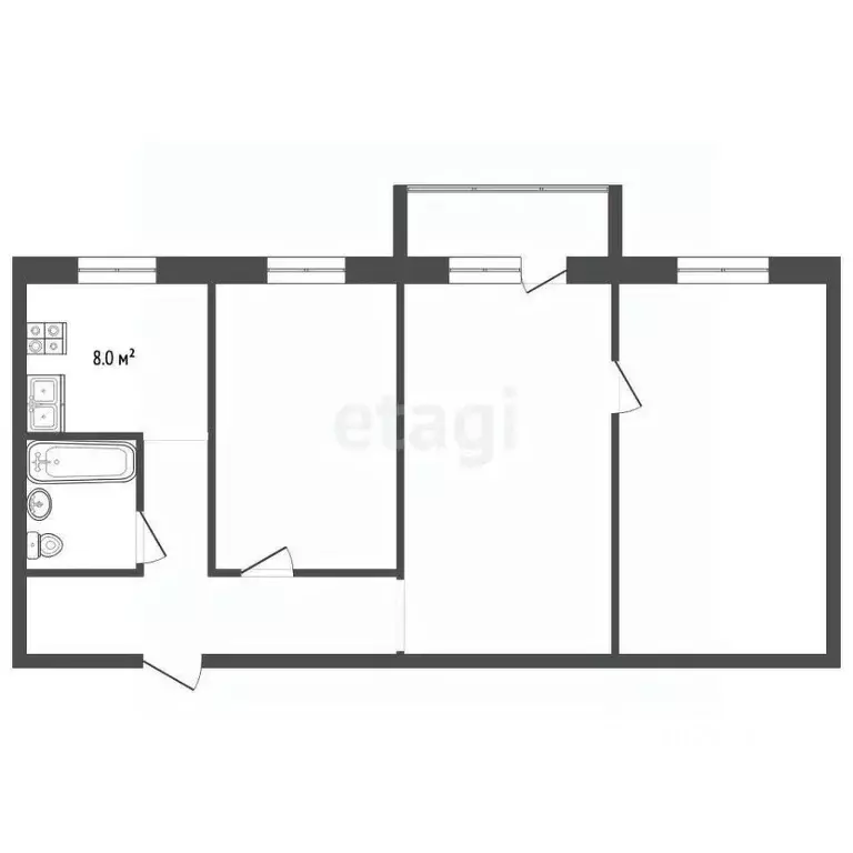 2-к кв. Орловская область, Орел Рощинская ул., 15 (56.0 м) - Фото 1
