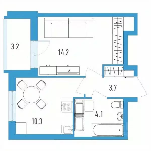 1-к кв. Санкт-Петербург ул. Вадима Шефнера, 4 (33.9 м) - Фото 0