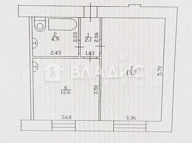 1-к. квартира, 38,8 м, 8/9 эт. - Фото 0