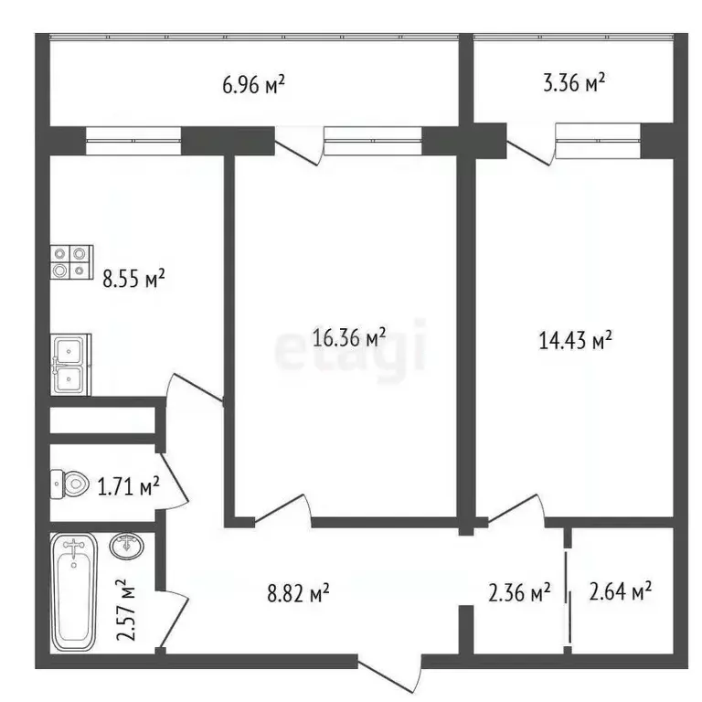 2-к кв. Пермский край, Пермь ул. Космонавта Беляева, 8 (67.3 м) - Фото 1